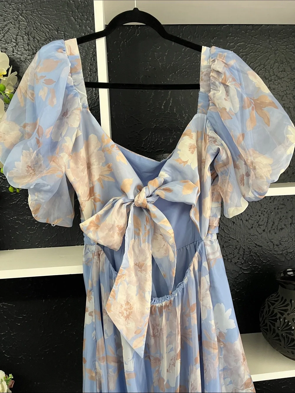 Abercrombie & Fitch Emerson Organza Light Blue Floral Maxi Dress